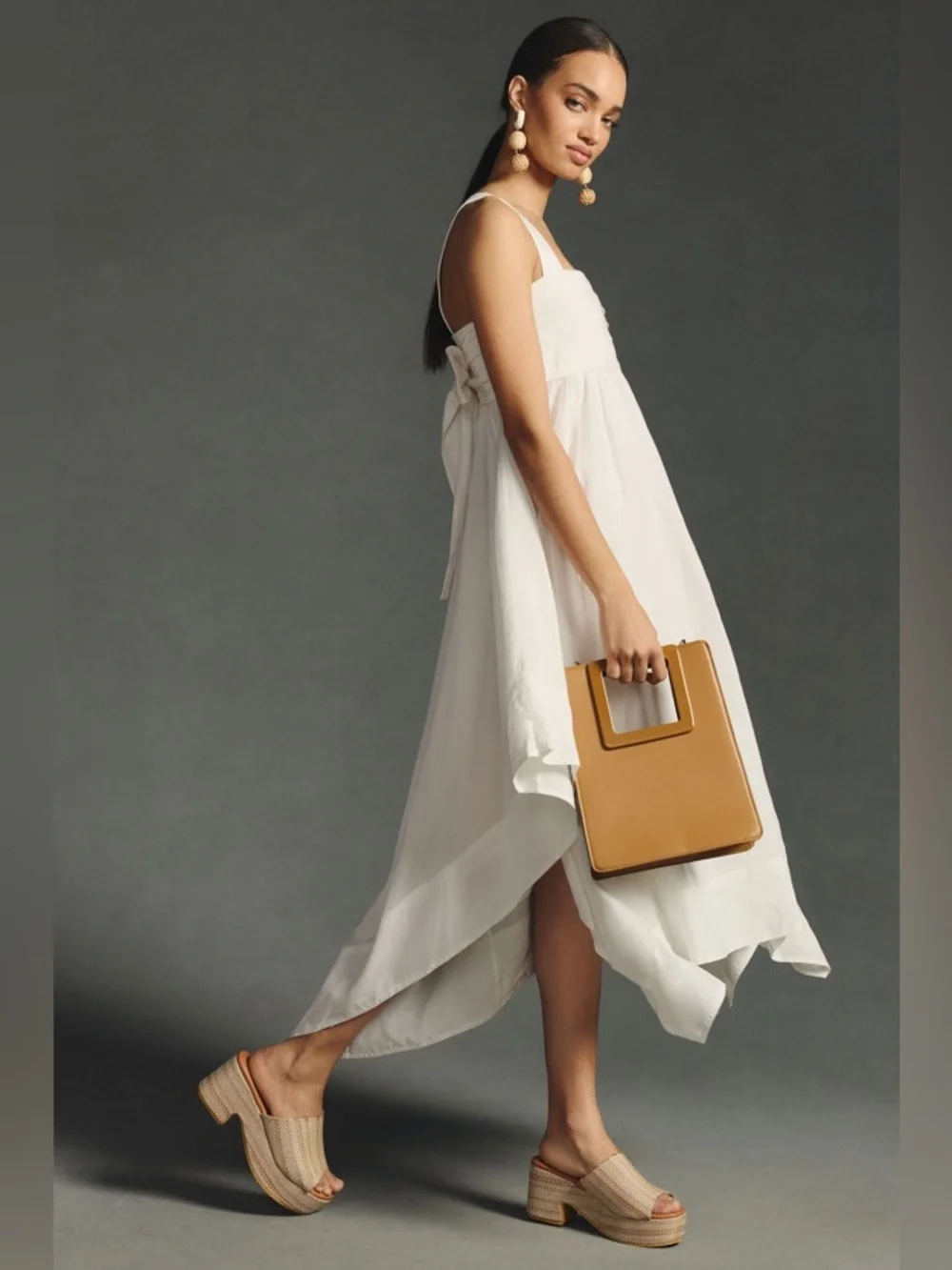 Anthropologie Pilcro White Asymmetrical Babydoll Midi Dress Size XS - Picture 12 of 13